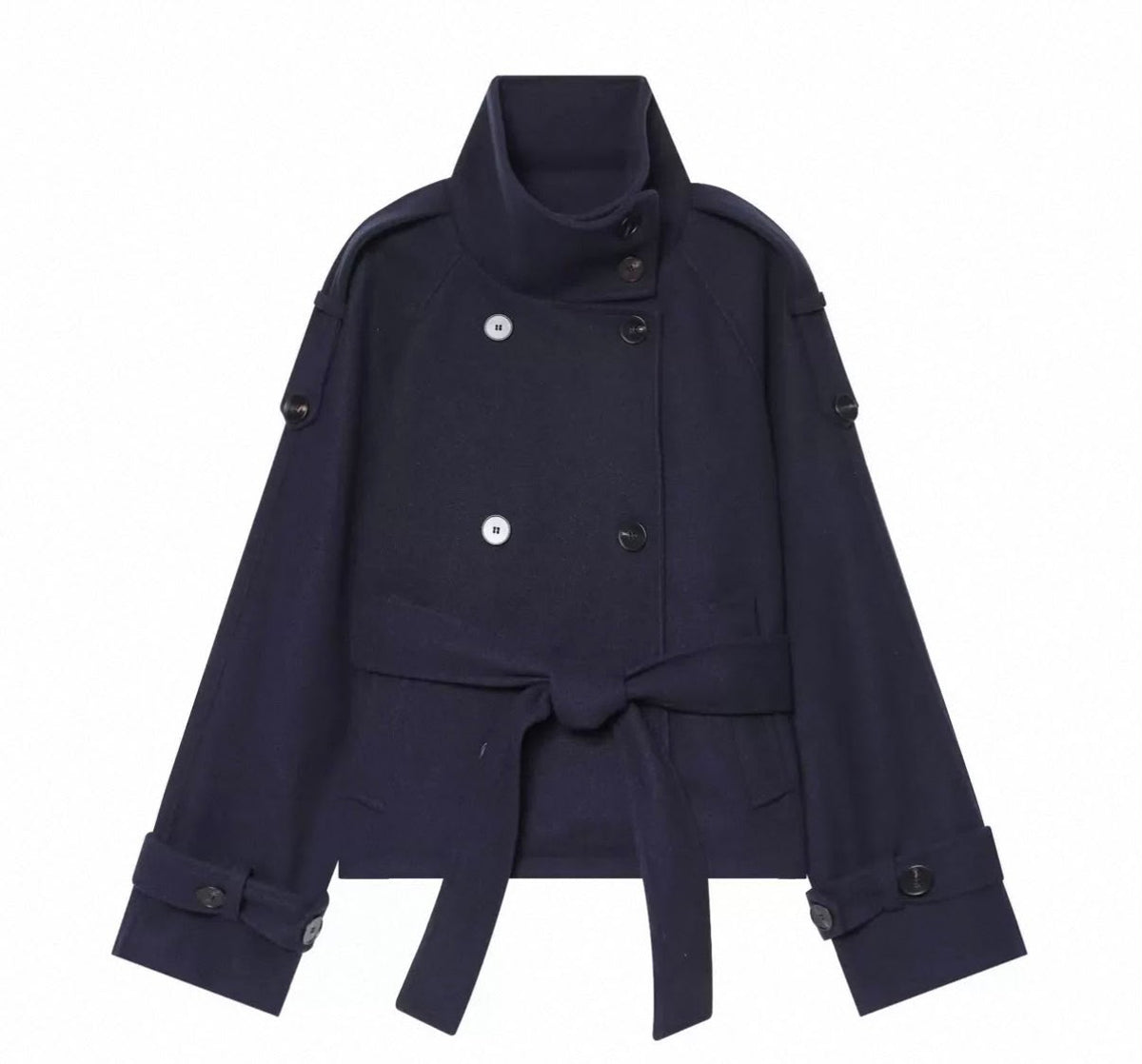 BELTED HIGH NECK JACKET
