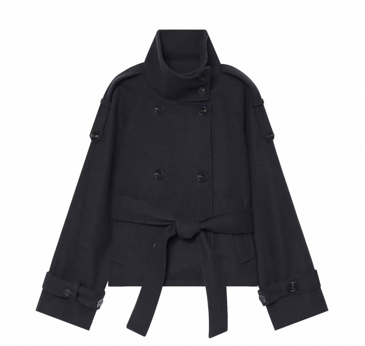BELTED HIGH NECK JACKET