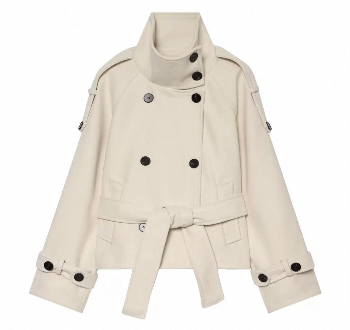 BELTED HIGH NECK JACKET