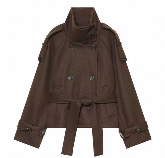 BELTED HIGH NECK JACKET